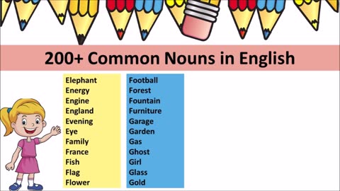200+ Common Nouns in English
