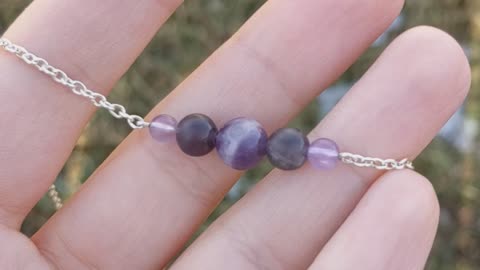 Amethyst Beaded Bar Necklace