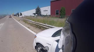 Car Accidentally Rear-Ends Motorcyclist