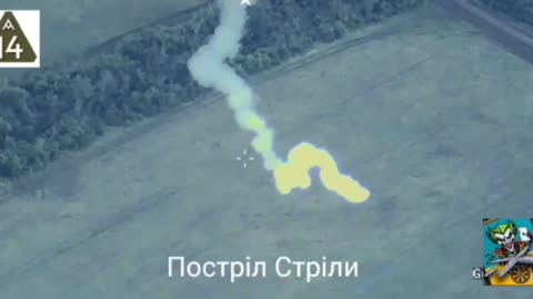 A Russian Strela SAM missile passes within feet of Ukrainian drone