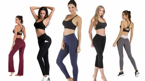 IUGA Bootcut Yoga Pants with Pockets for Women High Waist Workout Bootleg Pants Tummy Control,