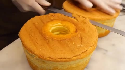 Cut Two Baked Cake Embryos