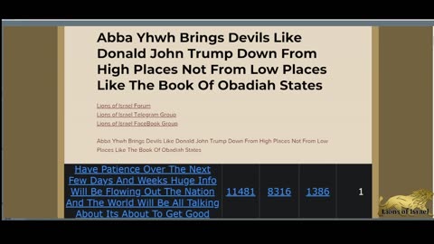 Abba Yhwh Brings Devils Like Donald John Trump Down From High Places Not From Low Places