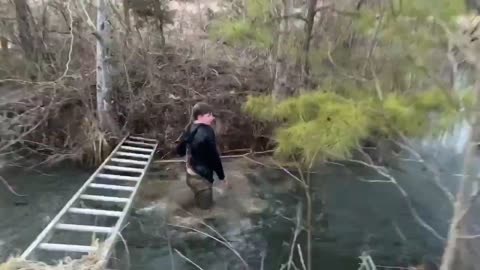 Guy Fails at Climbing Tree and Falls Into Water Eventually