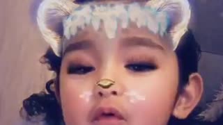 Little girl enjoys different snapchat animal filters