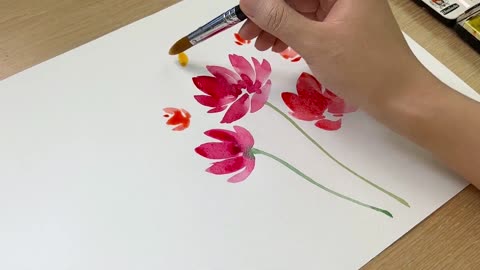 Watercolor painting together to learn to paint