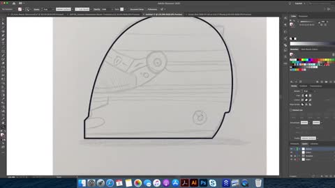 Illustrator drawing - teach you how to draw a Ferrari F1 racing helmet 1