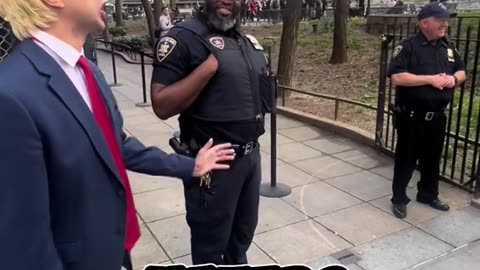 Trump Talks To Cops Outside Court