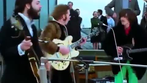 The Beatles last performance: the rooftop concert in London on 30 January 1969.