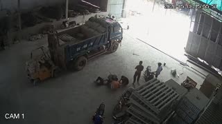 Working Man Falls From Work Truck