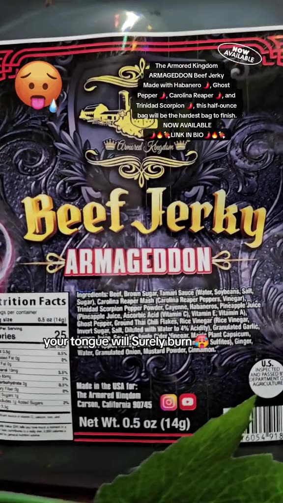 🔥🌶🔥🌶🔥 ARMORED KINGDOM ARMAGEDDON BEEF JERKY