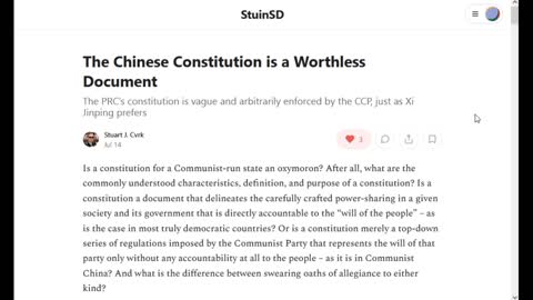 Stu's News-The Chinese Constitution is a Worthless Document By Stuart J Cvrk