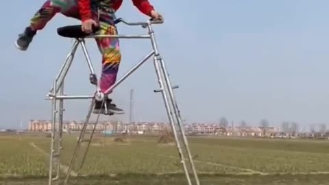 Tall Bicycle! The world is so beautiful let's enjoy | China Tiktok 2024 #shorts