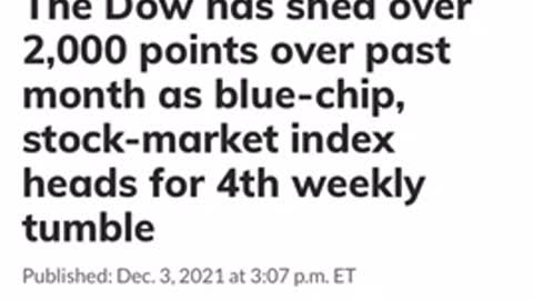 In the news 12/03/2021 The Dow has shed over 2,000 points over past month as blue-chip.