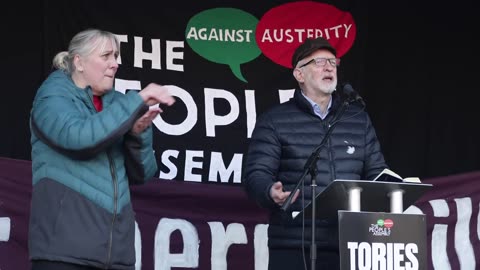 Jeremy Corbyn attends, cost-of-living protest, London