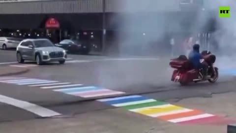 Yet another Pride Month™ street mural driven over! Huntington West Virginia