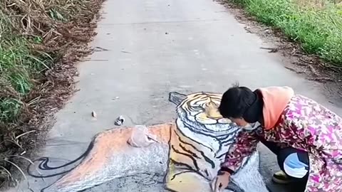 Unbelievable 3D painting on Road