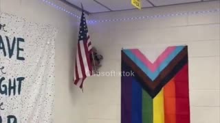 Teacher Shows Off Pride Flag In Classroom