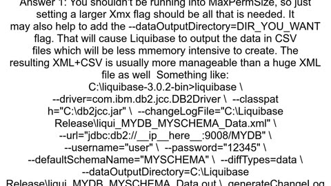 Liquibase generateChangeLog Failed Java heap space