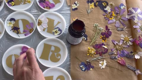 Blog Vol 21! Creating resin monogram coasters with real flowers!