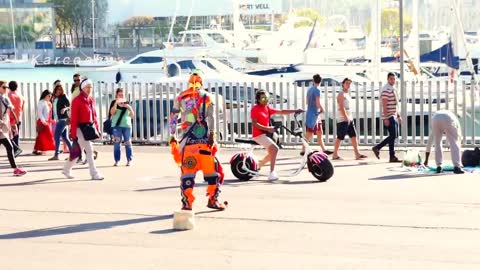 Funny Street Performer "KARCOCHA" In Barcelona