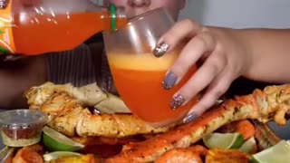 Asmr eating seafood boil king crab shrimp