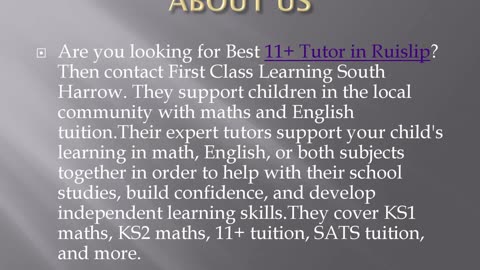 Best 11+ Tutor in Ruislip