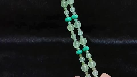 Natural turquoise and Prehnite smooth beads with colorful Tourmaline Rubellite Apyrite