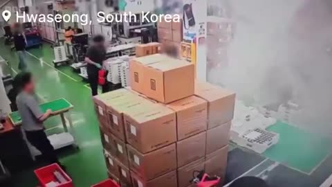 Moments lithium batteries explodes at battery plant in Hwaseong, South Korea