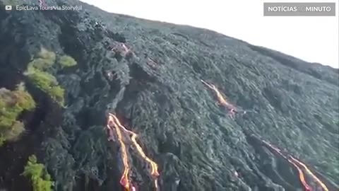 Drone mostra imagens fantásticas da lava do vulcão Kilauea, no Havaí