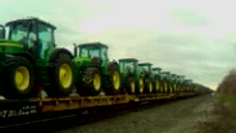 John Deeres on a train - Goshen, Indiana 2008