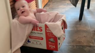 Robot Vacuum Spins Baby in Box