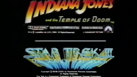 June 7, 1984 - TV Trailer for 'Temple of Doom' & 'Search for Spock'