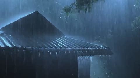 Overcome Stress to Sleep Instantly with Heavy Rain & Paramount Thunder Sounds on a Tin Roof at Night