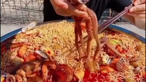 Spicy noodles eating challenge