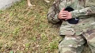 Dad and Dog Reunion After Military Training
