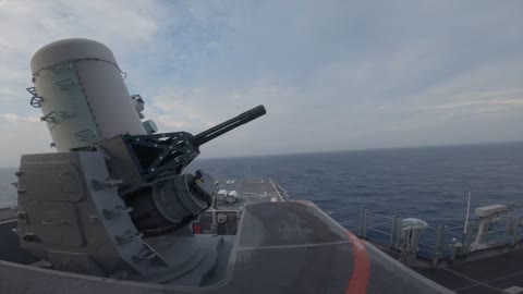 USS America (LHA 6) test fires its close-in weapon system