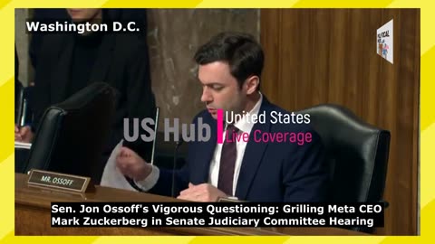 Senator Ossoff Grills Meta CEO Mark Zuckerberg in Senate Judiciary Hearing in D.C.