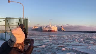 Ice Covered Presque Isle Heading into Harbor