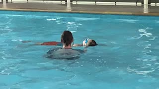 My boy learning to swim