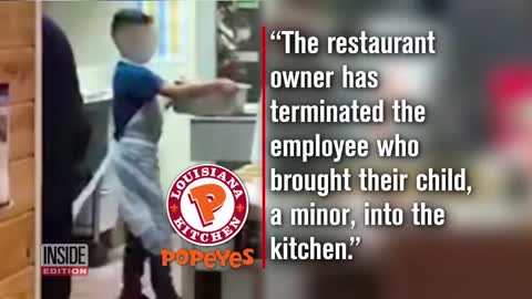 Inside Edition video on kid working behind counter at Popeyes