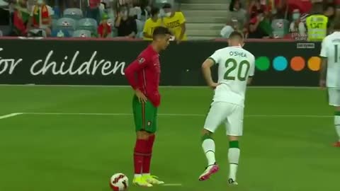 Cristiano Ronaldo hitting Irish defender