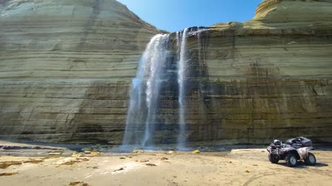 Stunning cliffs and waterfalls on Kunashir Island