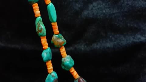 Free-shape Natural turquoise and orange spiny oyster beads simple choker summer necklace