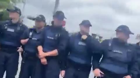 Ballyogan Ireland The public order unit are on site to beat the people into