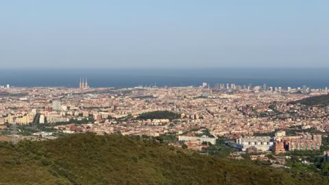 Reaching Colserola Peak overlooking Barcelona