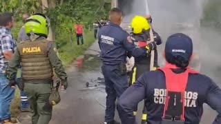 camión del D1 se incineró en Puerto Wilches, Santander