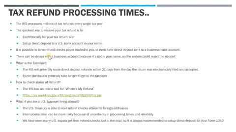 Where is my Tax Refund? What is the Processing Timeline?