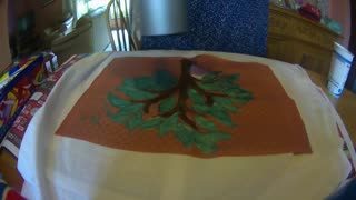 Time lapse Fabric painting tree using iron on stencil