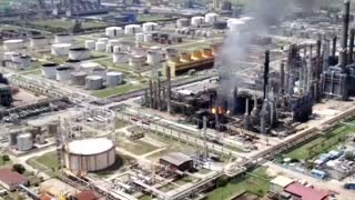Drone footage shows fire at Black sea oil refinery